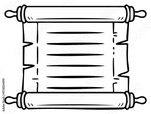 Old Scroll With Writing Lines and Wooden Rollers Illustration