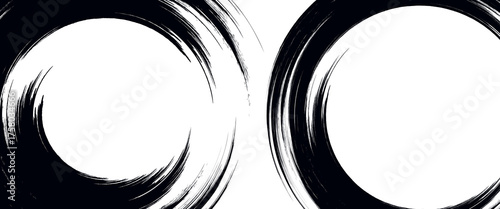 Stock image of creative brush strokes on white background.  Black brush Stock on isolated background. Abstract black brush stroke on white background with colorful oil paint.