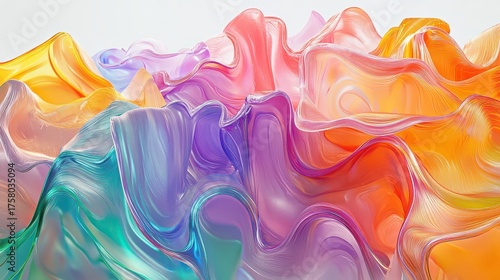 Abstract colorful flowing fabric waves.