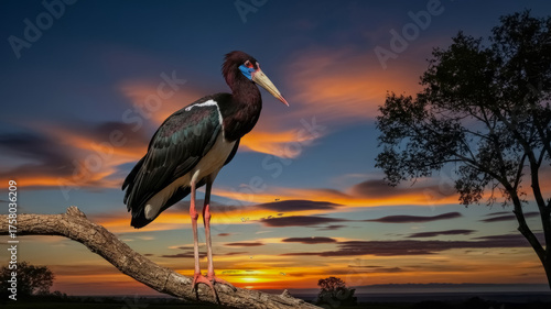 Abdim’s Stork Bird in Natural Habitat, Wildlife Photography
