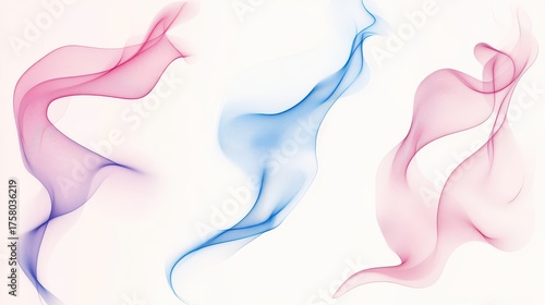 Abstract colorful smoke swirls on white background. (1)