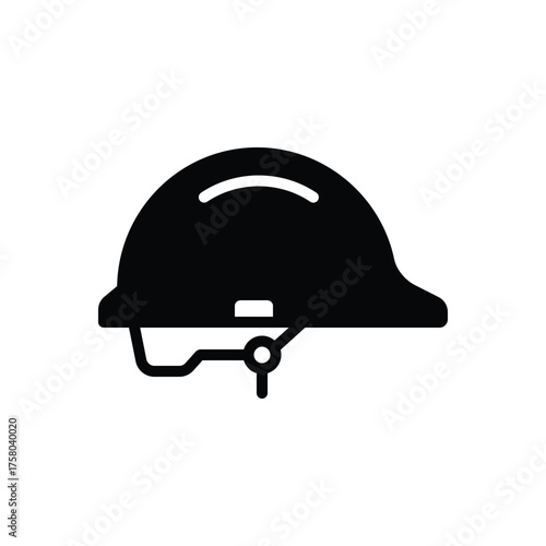 Black solid icon for hard hat