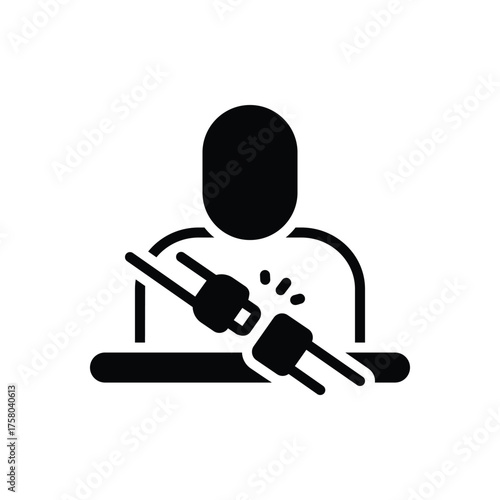 Black solid icon for safety belt