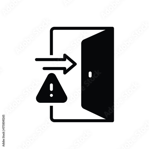 Black solid icon for emergency exit