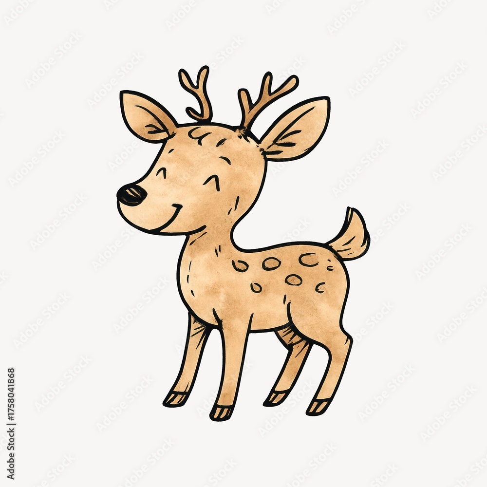 Obraz premium Cute cartoon deer illustration