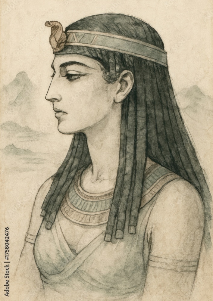 Fototapeta premium Ancient Egyptian queen portrait illustration.