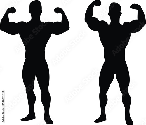 Bodybuilder flexing silhouette 