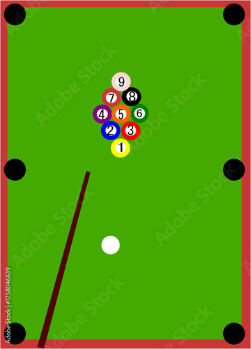 pool table with balls