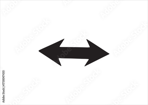 Black two-way arrow icon pointing left and right. Simple flat vector symbol for navigation and direction isolated on a white background icon 6.eps