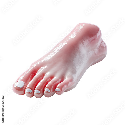 Artificial Foot with Realistic Silicone Skin Cover, Isolated on Transparent Background, Medical and Prosthetic Concept