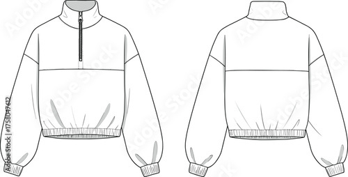PrintDouble breasted women blazer front and back view, formal suit jacket template, tailored fashion coat vector, clothing design flat sketch illustration