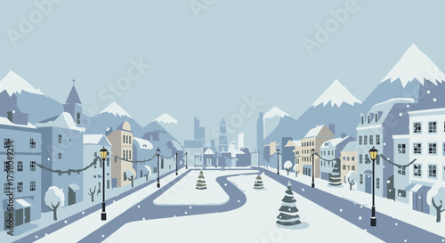 Festive Winter Town Square