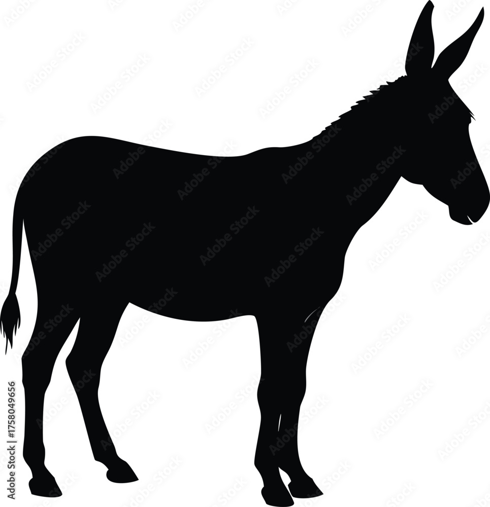 Obraz premium A simple black silhouette depicting the side profile of a donkey
