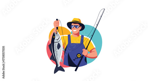 A happy fisherman proudly displays his impressive catch after a successful day of fishing.