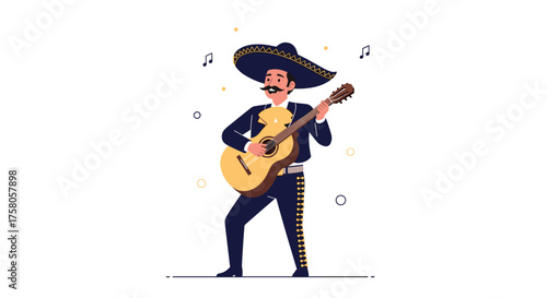 A skilled mariachi musician plays his guitar with a flourish and a smile.