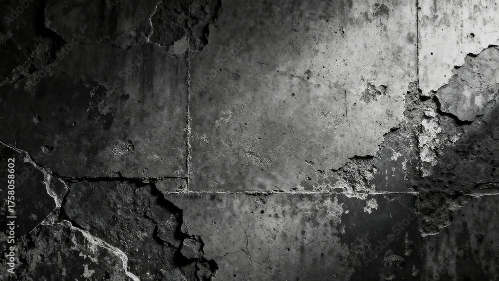 Fototapeta premium Cracked Concrete Wall Texture with Shadows