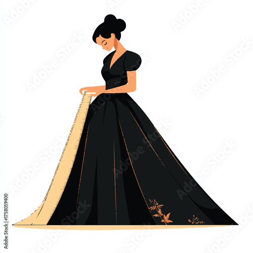 Elegant Woman in a Black Gown.