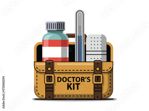 Vintage doctor's medical kit with essential supplies for care and healing.