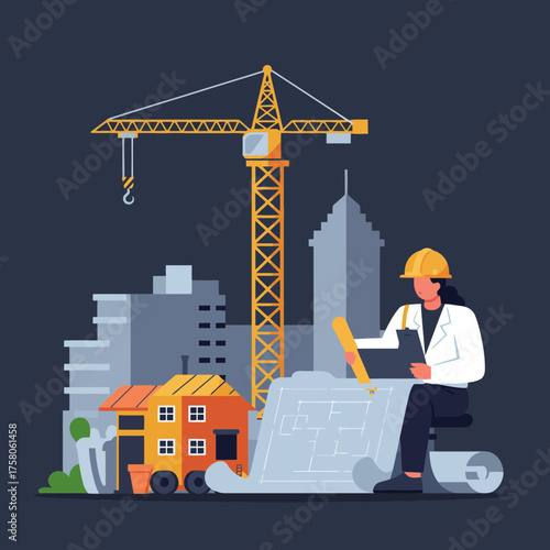 Professional Woman Designs Future Urban Infrastructure Project