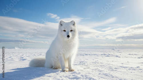 Arctic Fox in Snowy Tundra, Wildlife Photography