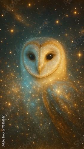 Ethereal owl amidst stars mobile wallpaper