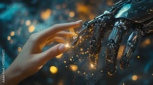 Human vs Robot, AI, Artificial Intelligence, abstract futuristic background, Touch of Talent transformation