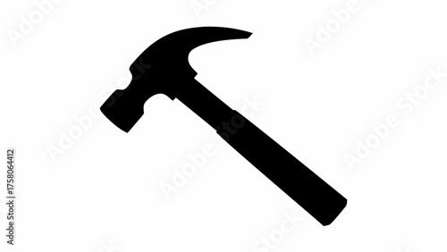 Essential hammer tool in bold silhouette for construction and home repair projects, vector origin