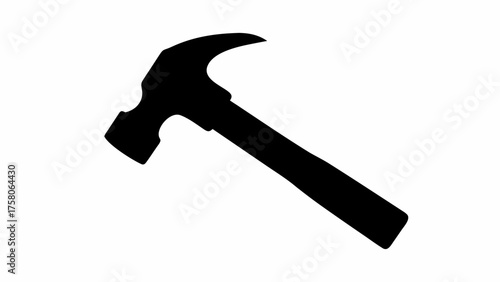Solid black silhouette of a hammer, a tool used for construction and home repairs