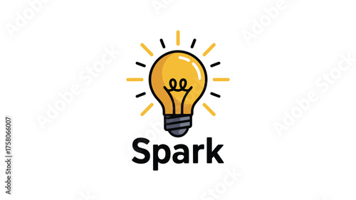 Bright idea symbol with glowing lightbulb and radiating lines, representing inspiration.