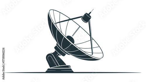 Sleek satellite dish antenna receiving signals against a clean white background.