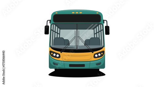 Modern public transit bus front view on white background