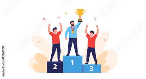 Celebrating the triumph of the victorious champions on the podium.