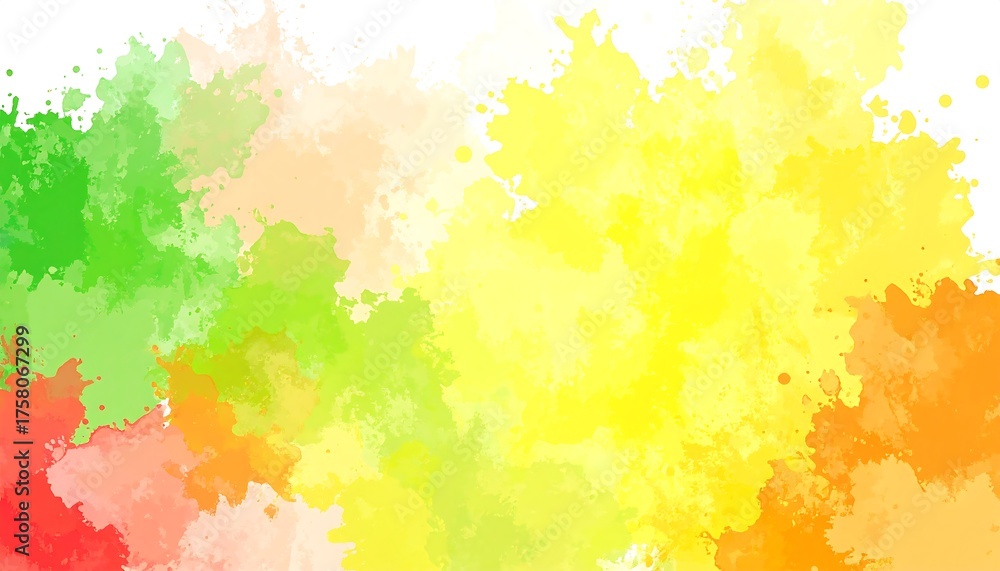 Obraz premium A vibrant, cheerful design featuring splashes of colorful watercolor paint, creating a dynamic and joyful artistic composition.