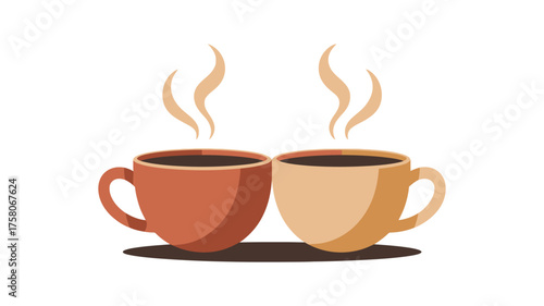 Two steaming cups of coffee sit side by side, ready for a warm morning.