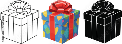 Three gift boxes with different bow styles