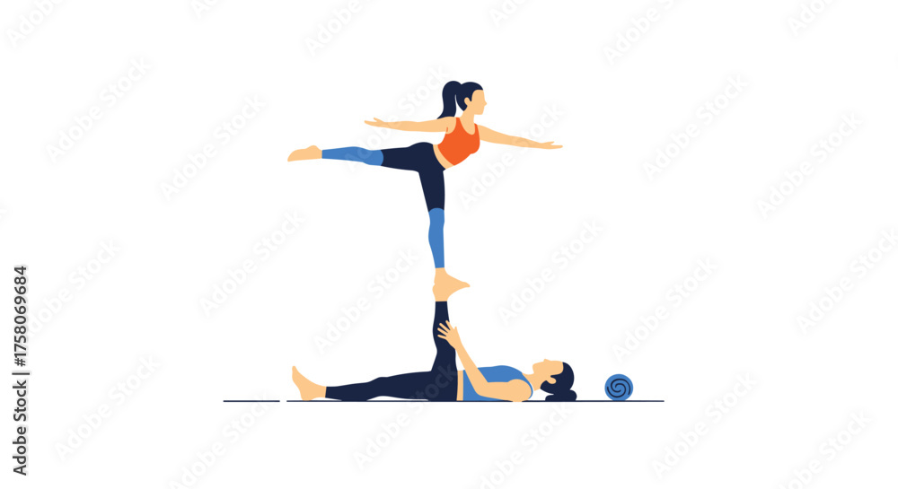 Obraz premium Creative Acrobatic Yoga Pose for Two People Practicing Together