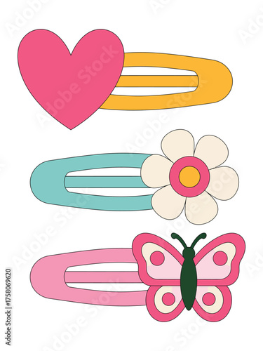 Stylish Hair Clip Collection Heart Flower Butterfly Design Fashion Accessory Set for Hairstyles