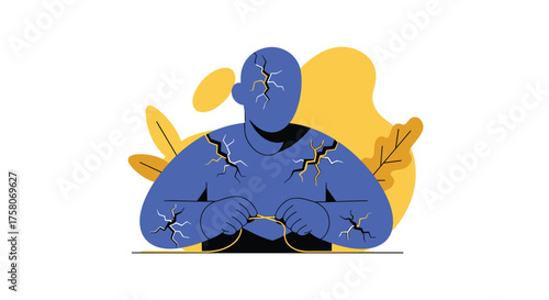Illustration of a person struggling with mental health challenges and emotional distress