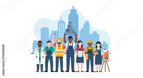 Diverse Group of Professionals Celebrating Together in a City Landscape