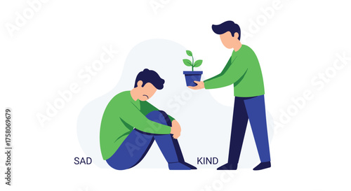 Kindness can help someone overcome sadness and grow