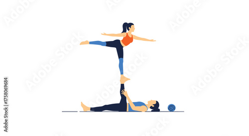 Creative Acrobatic Yoga Pose for Two People Practicing Together