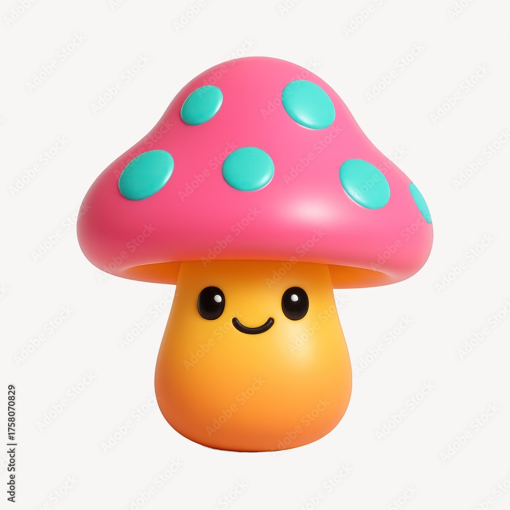 Fototapeta premium Cute whimsical mushroom illustration.