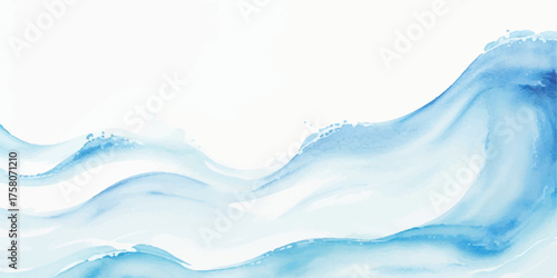 Abstract watercolor wave illustration flowing blue gradient design perfect for backgrounds and textures