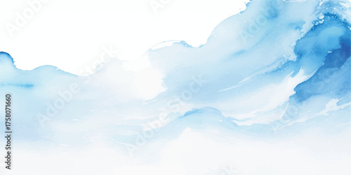 Abstract watercolor cloudscape background light blue wash on white paper perfect for textures and backgrounds