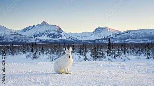 Arctic Hare in Snowy Tundra, Wildlife Photography