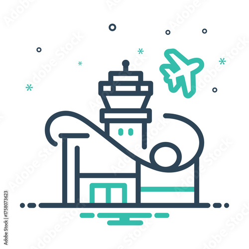 Mix icon for airport terminal