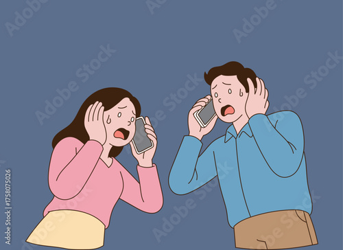 Voice phishing victims. Minimal line illustration design.