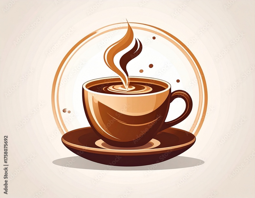 Obraz premium A warm and inviting illustration of a steaming hot coffee cup, beautifully representing the comforting concept of a delightful beverage moment, ideal for cafe branding, menu design, and cozy themes