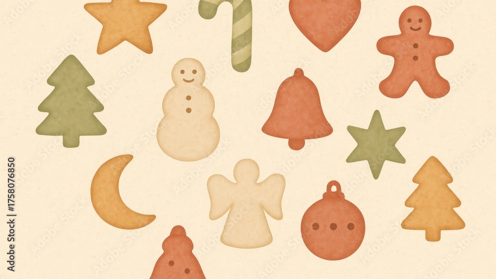 Obraz premium Festive holiday cookie shapes wallpaper for desktop