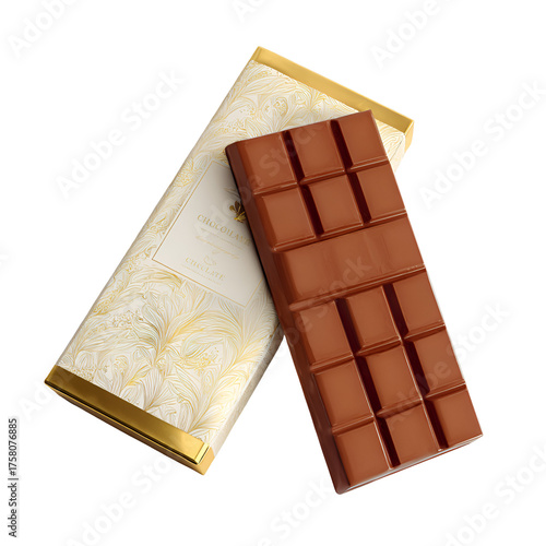 Luxury Chocolate Bar in Elegant Packaging with Gold Foil